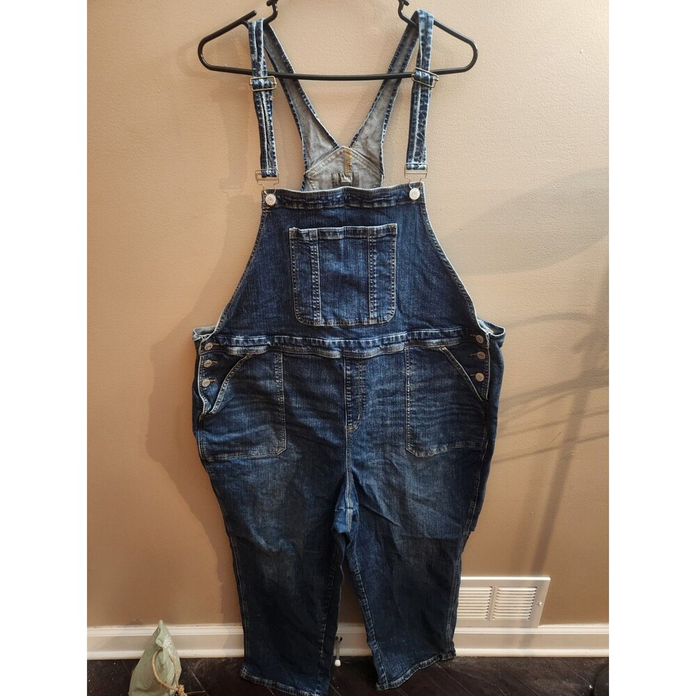 Torrid Denim Overalls Coveralls Stretch Blue Jeans Plus Size 22 Regular Wide Leg
